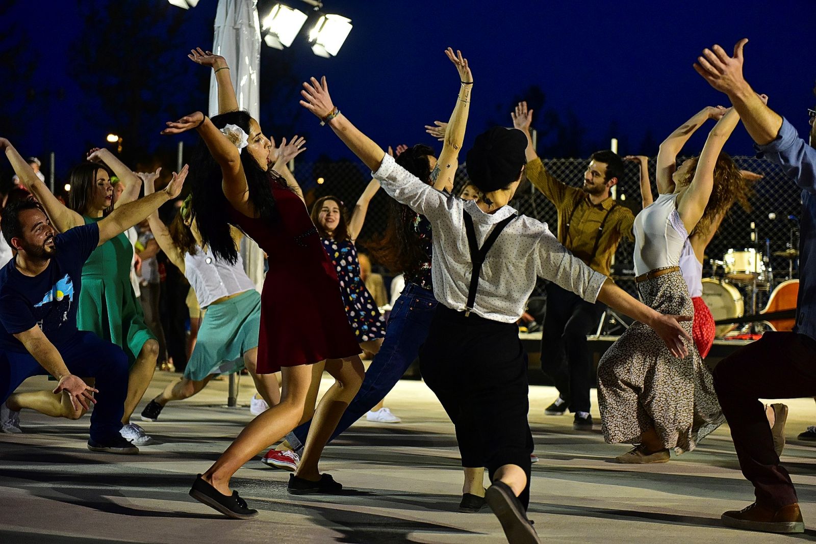 Photo of a group of people dancing swing