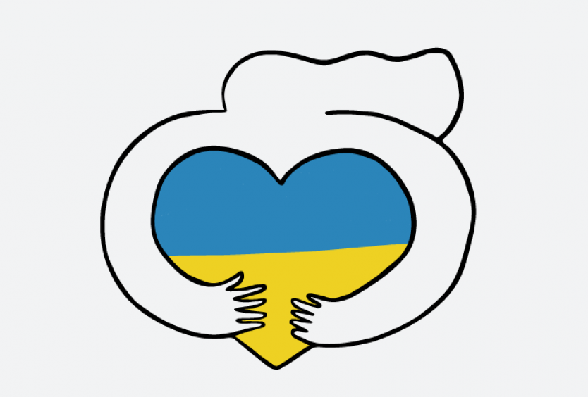 Εικαστικό με τη σημαία της Ουκρανίας σε σχήμα καρδιάς